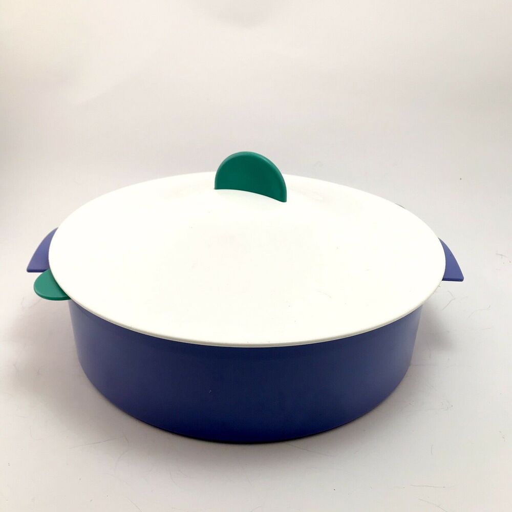 Vintage Tupperware Microwave Steamer Blue Green 3 Pc Set Vegetable Rice Cooker